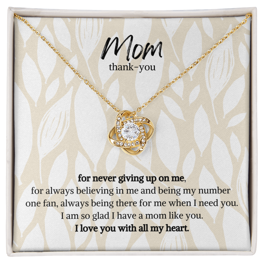 Mom thank you, for never giving up on me-Love Heart Necklace (Mother's Day,Gift,Birthday Present)