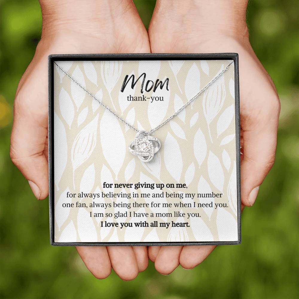 Mom thank you, for never giving up on me-Love Heart Necklace (Mother's Day,Gift,Birthday Present)