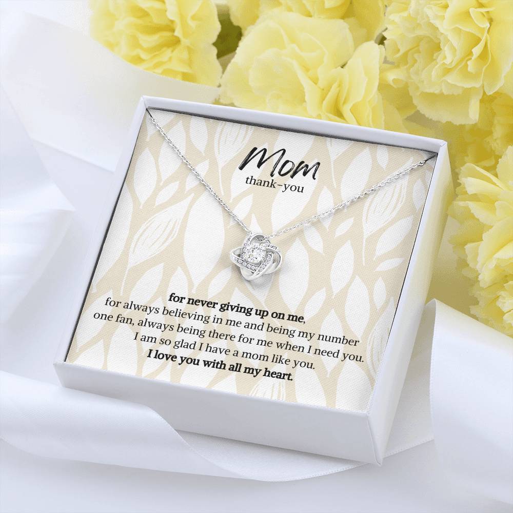 Mom thank you, for never giving up on me-Love Heart Necklace (Mother's Day,Gift,Birthday Present)