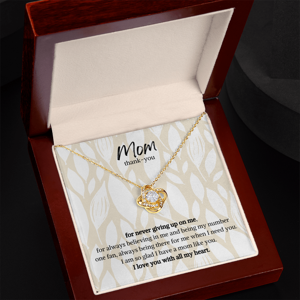 Mom thank you, for never giving up on me-Love Heart Necklace (Mother's Day,Gift,Birthday Present)
