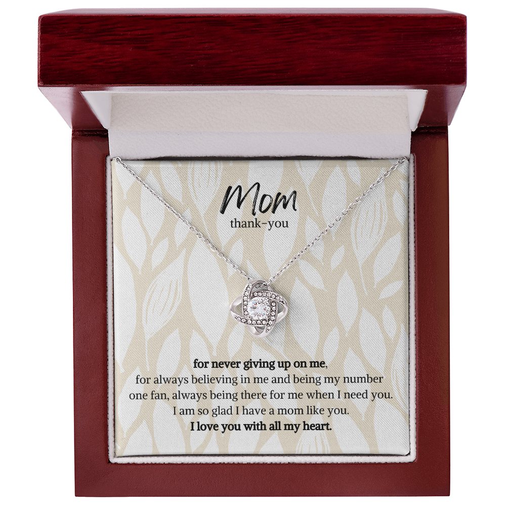 Mom thank you, for never giving up on me-Love Heart Necklace (Mother's Day,Gift,Birthday Present)