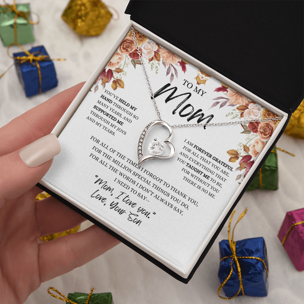 To My Mom- You've Held My Hand From Son Necklace ( Mother's Day, Birthday , Christmas Present/Gift)