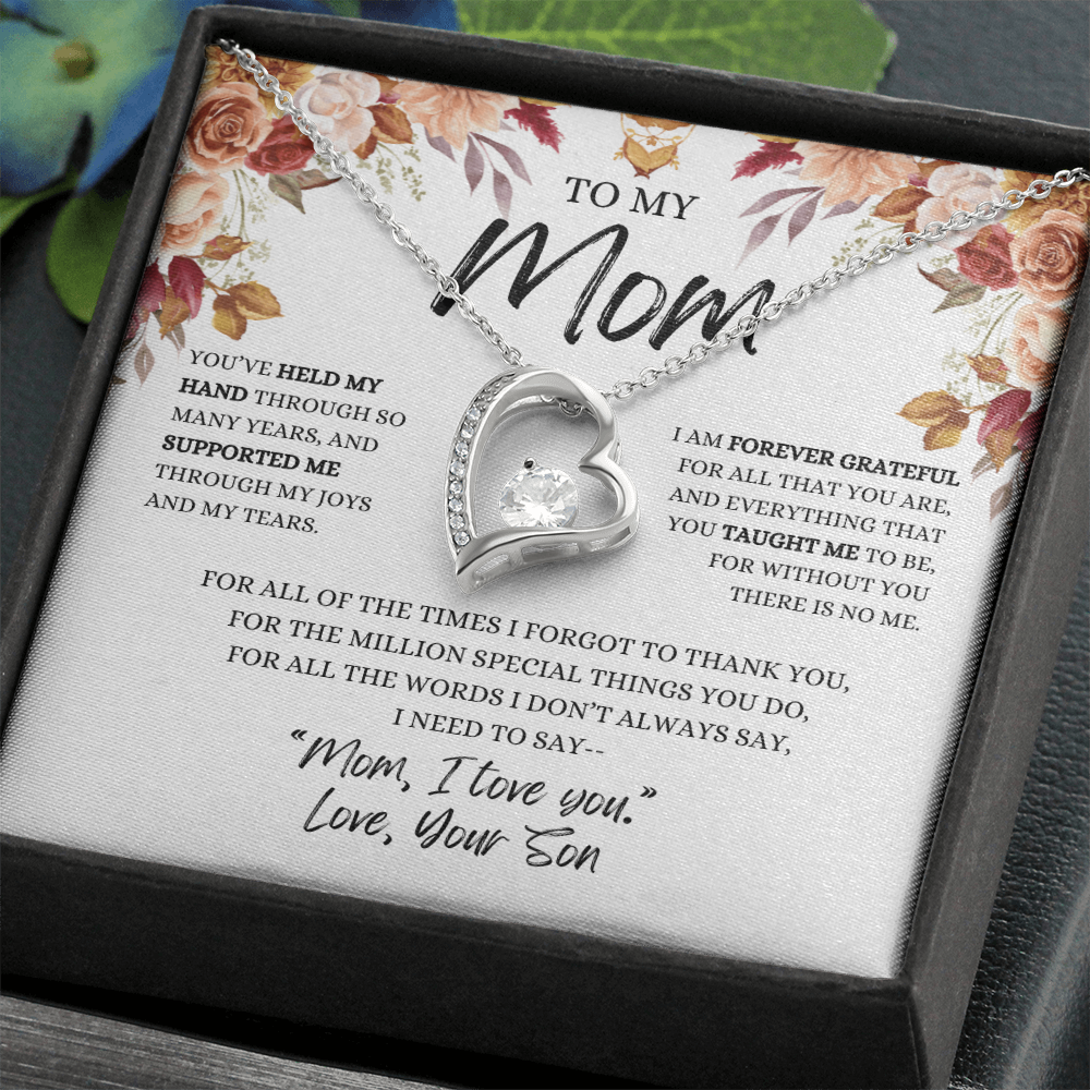 To My Mom- You've Held My Hand From Son Necklace ( Mother's Day, Birthday , Christmas Present/Gift)