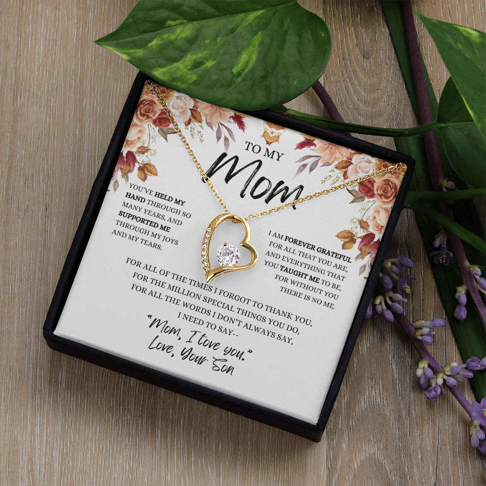 To My Mom- You've Held My Hand From Son Necklace ( Mother's Day, Birthday , Christmas Present/Gift)