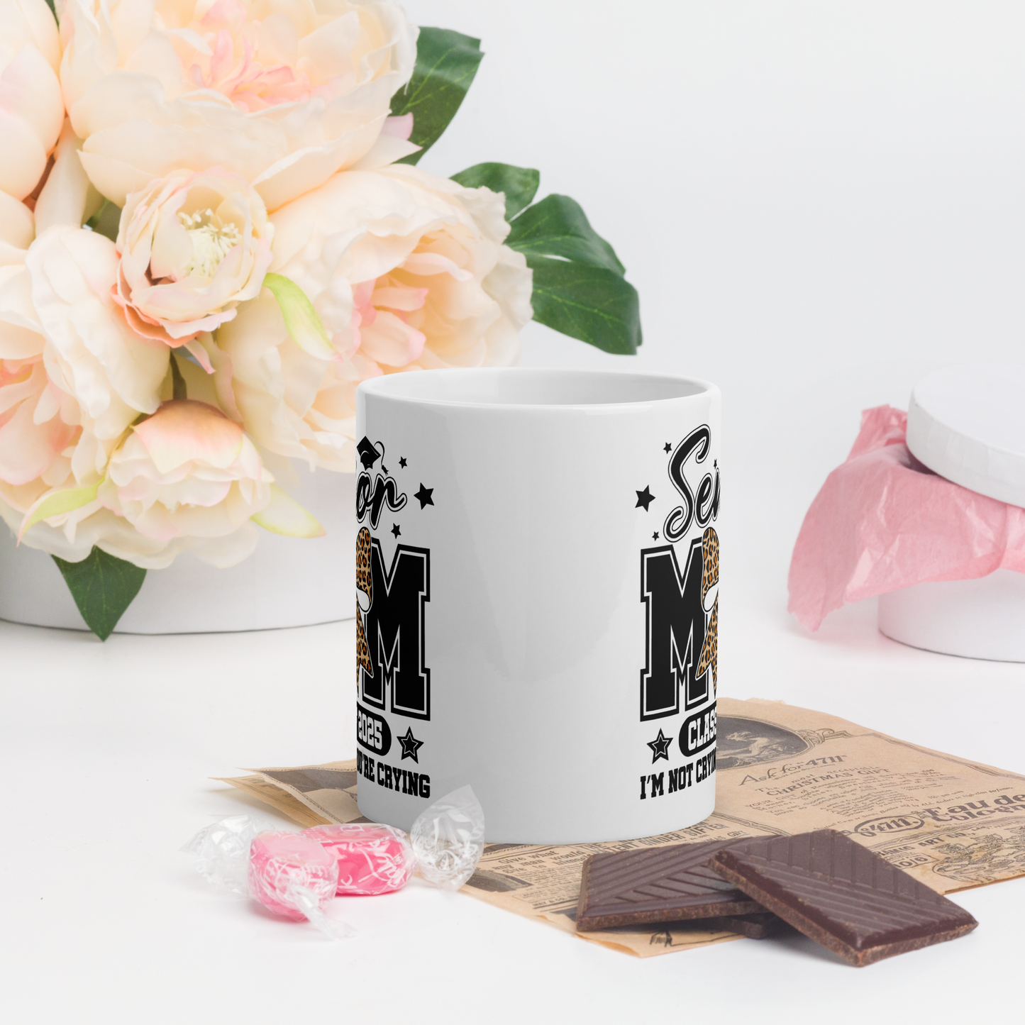2025 Graduation Mom Mug- Coffee Cup, Mothers Day White glossy mug