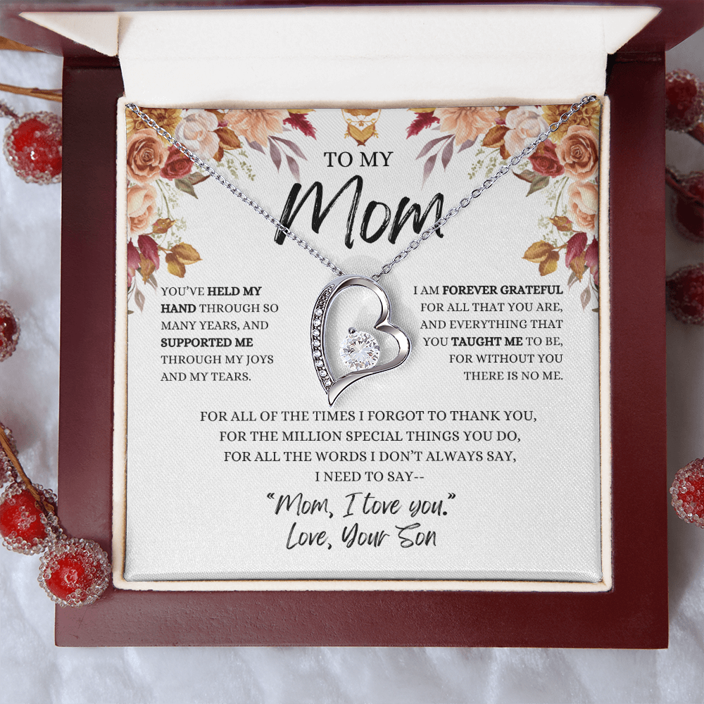 To My Mom- You've Held My Hand From Son Necklace ( Mother's Day, Birthday , Christmas Present/Gift)