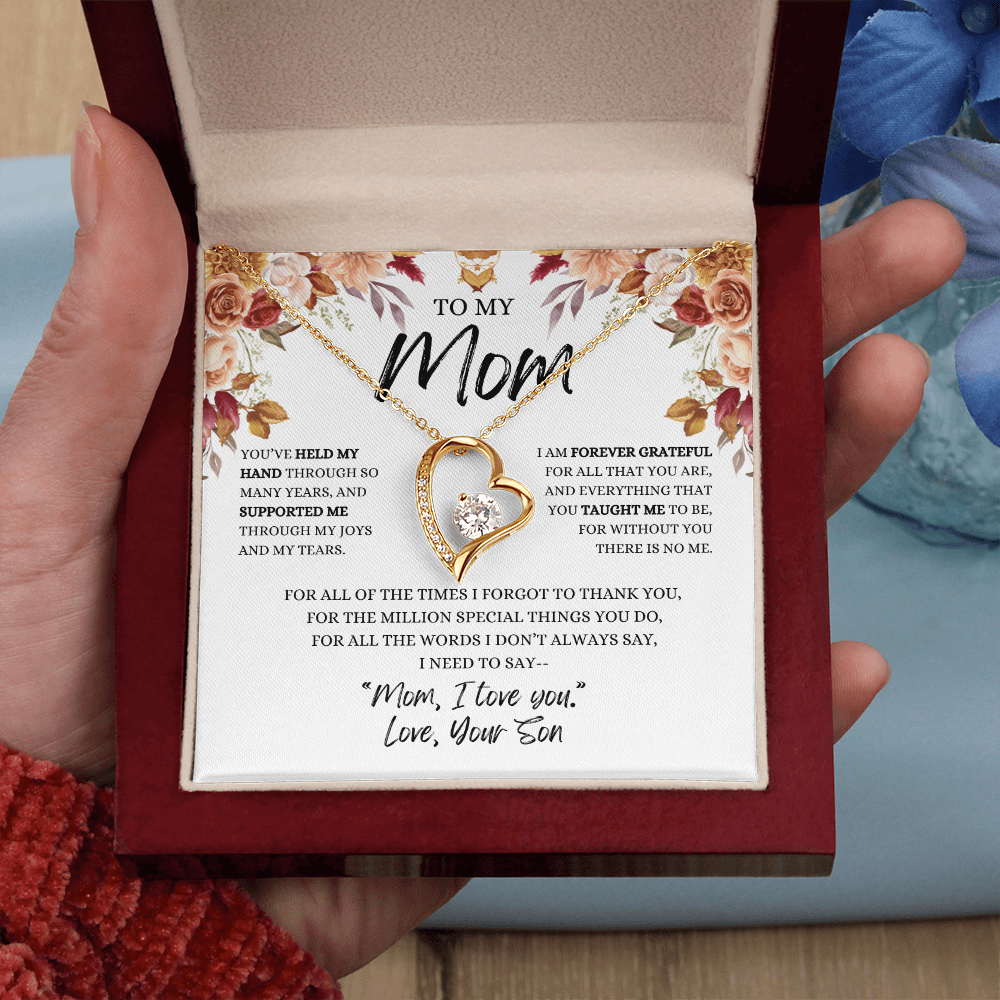 To My Mom- You've Held My Hand From Son Necklace ( Mother's Day, Birthday , Christmas Present/Gift)