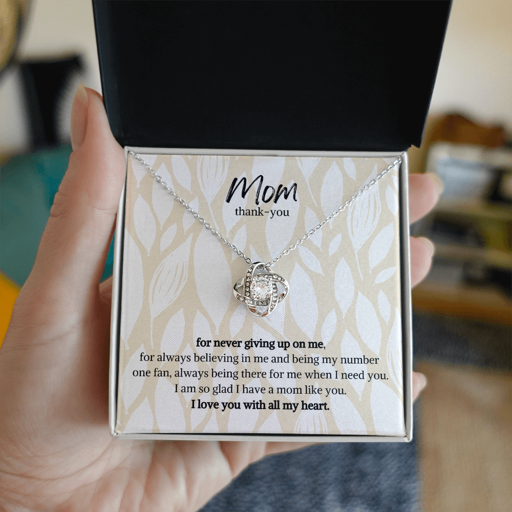 Mom thank you, for never giving up on me-Love Heart Necklace (Mother's Day,Gift,Birthday Present)
