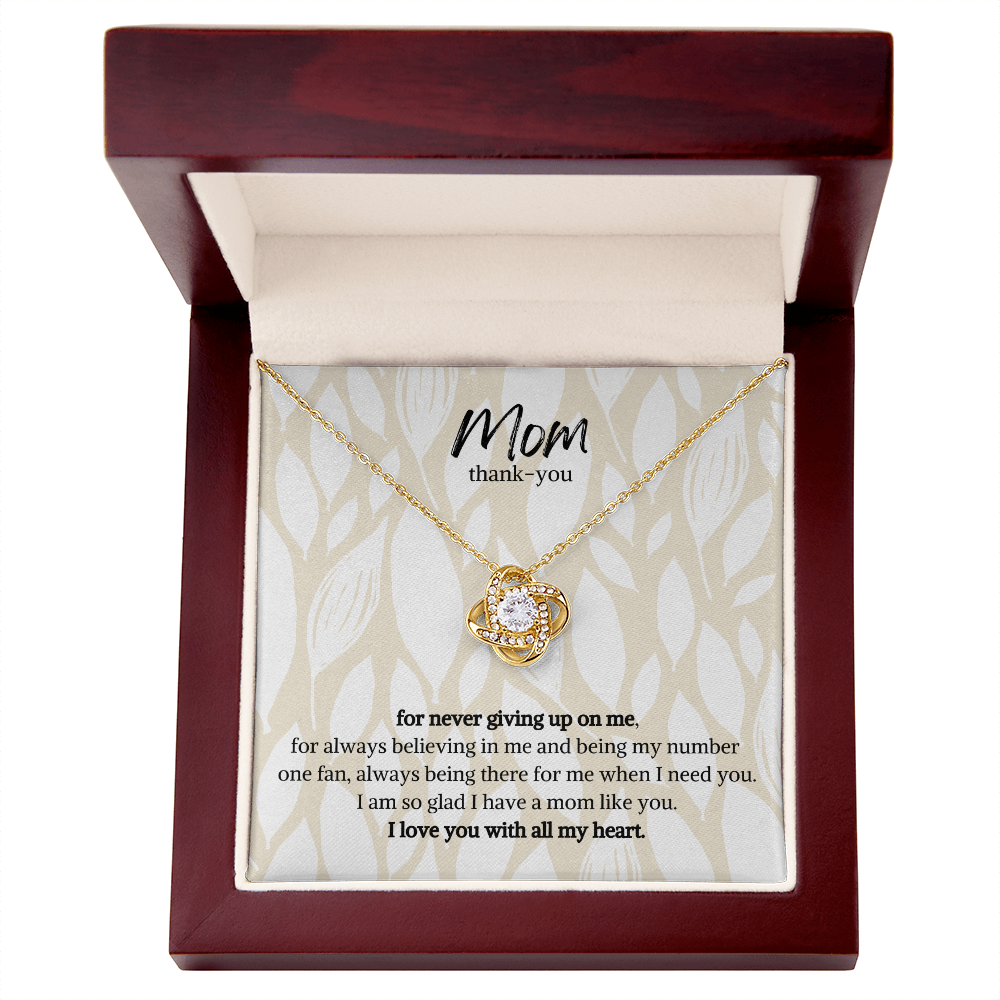Mom thank you, for never giving up on me-Love Heart Necklace (Mother's Day,Gift,Birthday Present)